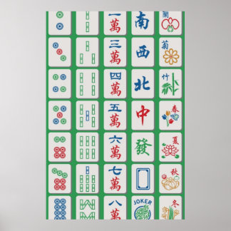 Poster Carreaux de Mahjong sur vert
