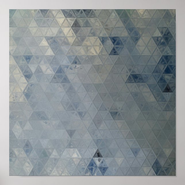 Poster Carreaux de marbre gris et bleu en mosaïque (Devant)