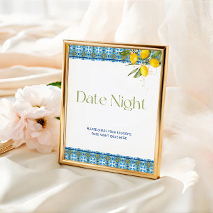 Poster Carreaux méditerranéens Date Fête des mariées de n