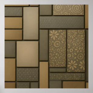 Poster Carreaux Mosaïque Beige Neutre Motif