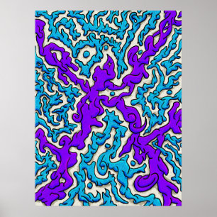 Poster Carrefour Abstrait vif en bleu et violet