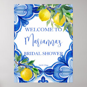 Poster Carrelage bleu citron amore douche nuptiale accuei