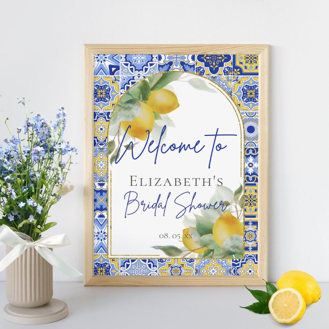 Poster Carrelage bleu italien Arch Citrus Lemons Bienvenu (Créateur téléchargé)