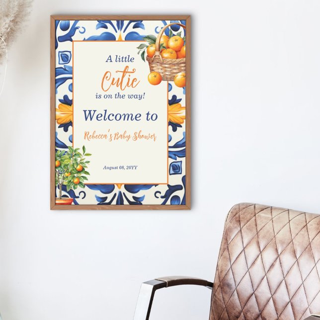 Poster Carrelage bleu italien Cutie Orange Citrus Baby sh (Créateur téléchargé)
