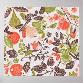 Poster Carrelage décoratif aux fruits d'automne.