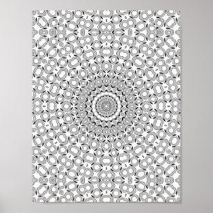Poster Carrelage en galet ornemental motif mandala kaléid
