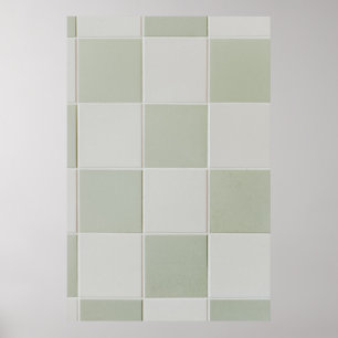Poster Carrelage gris et blanc