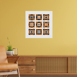 Poster Carrelage orange et noir
