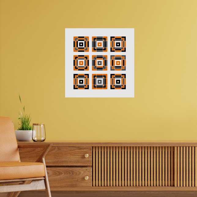 Poster Carrelage orange et noir (Salon 2)