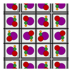 Poster Carrés et Cercles Abstrait