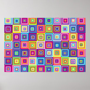 Poster Carrés géométriques colorés