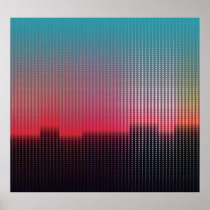 Poster Carrés urbains numériques : flou futuriste.