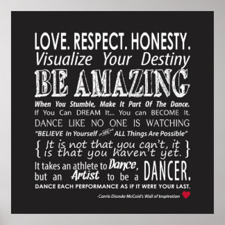 Poster Carrie's Wall of Inspirational Dance Citations - N