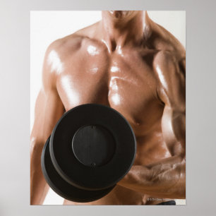 Poster Carrossier masculin fléchissant le poids de levag