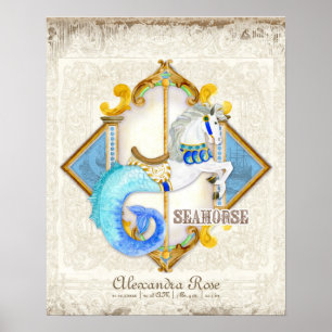 Poster Carrousel à cheval marin fantaisiste de cirque min