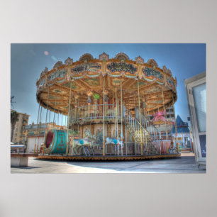 Poster Carrousel extérieur fleuri