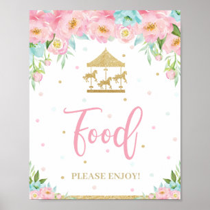 Poster Carrousel floral de Monnaie rose Alimentation de d