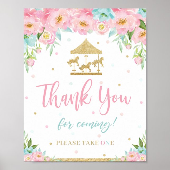 Poster Carrousel floral de Monnaie rose Anniversaire Merc (Devant)