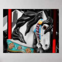 Carrousel Horse Noir Et Blanc Couleur Partielle