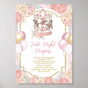 Poster Carrousel magique rose et or Late Night Diaper