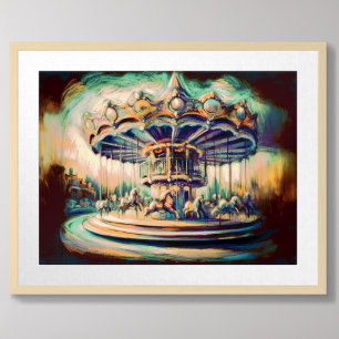 Poster Carrousel Pastel Dessin Faded Chilhood Memory
