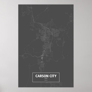 Poster Carson City, Nevada (blanc sur noir)