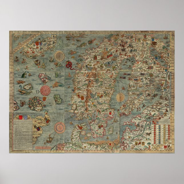 Poster Carta Marina Scandinavie (Devant)