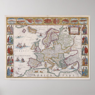 Poster Carte 1630 de l'Europe