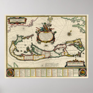 Poster Carte 1630 des Bermudes