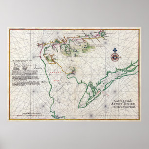Poster Carte 1639 de Zwaanendael Swanendael de baie de
