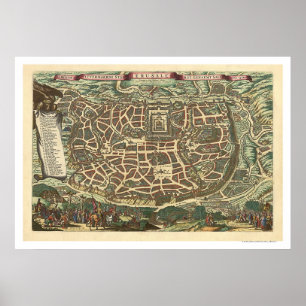 Poster Carte 1660 de Jérusalem Israël