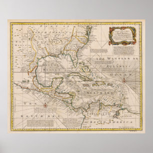 Poster Carte 1720 des Antilles par Emanuel Bowen