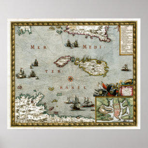 Poster Carte 1723 de Malte