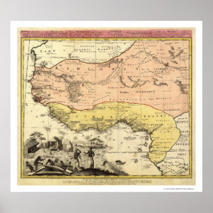 Poster Carte 1743 de l'Afrique de l'ouest