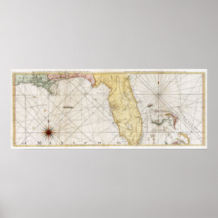 Poster Carte 1777 de la Floride