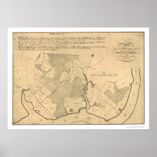 Poster Carte 1801 de Mt Vernon de ferme du Général