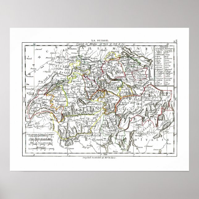 Poster Carte 1806 - La Suisse (Devant)