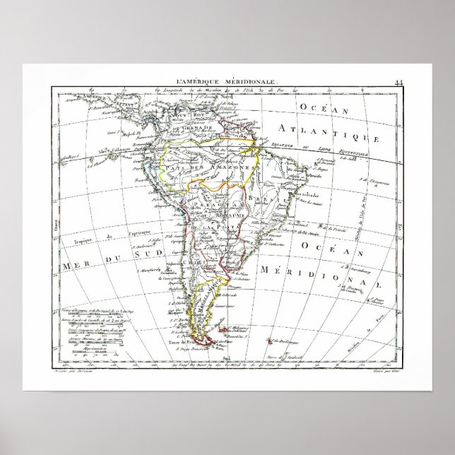 Poster Carte 1806 - L'Amérique Méridionale (Devant)