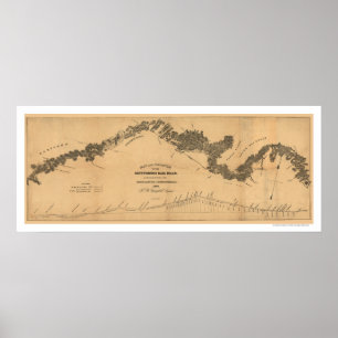 Poster Carte 1839 de chemin de fer de Gettysburg