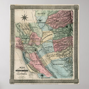 Poster Carte 1851 du secteur d'extraction de la