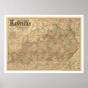Poster Carte 1863 de chemin de fer du Kentucky