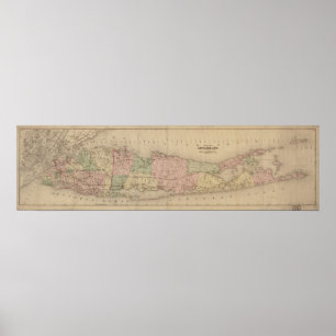 Poster Carte 1873 du Long Island, New York