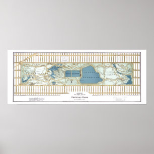 Poster Carte 1875 du guide de Hinrichs de Central Park