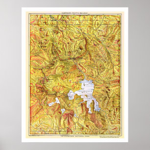 Poster Carte 1903 de Yellowstone de chemin de fer