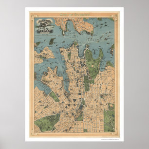 Poster Carte 1922 de Sydney Australie