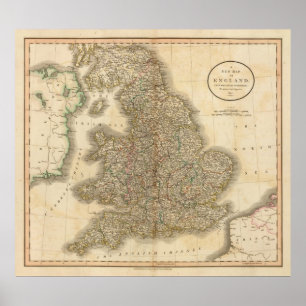 Poster Carte 2 d'atlas de l'Angleterre