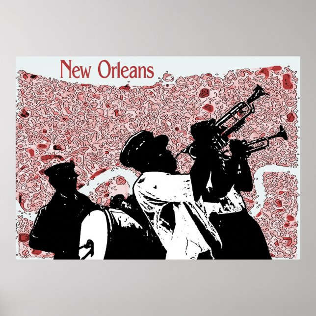 Poster Carte Abstraite de la Nouvelle-Orléans (Devant)