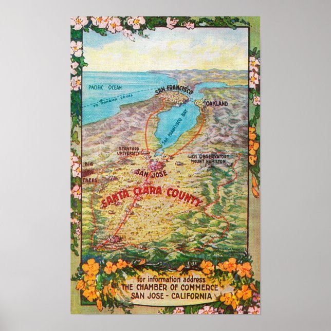 Poster Carte aérienne du comté de Père Noël Clara (Devant)