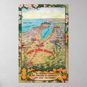 Poster Carte aérienne du comté de Santa Clara