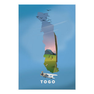 Poster carte africaine du Togo impression de voyage